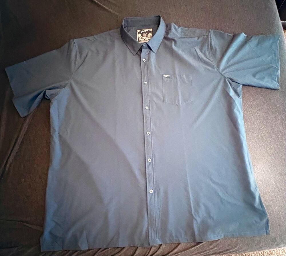 Retro Rifle Men’s 4XL Big & Tall Blue Stretch Woven Button-Up Shirt